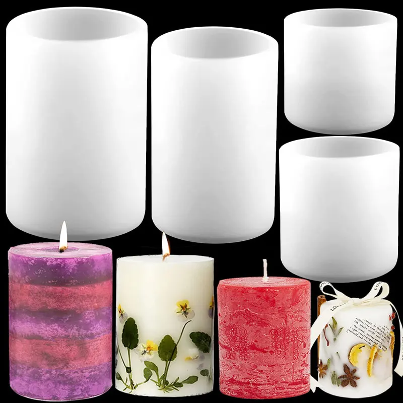 Candle Making Factory - Moldes cilíndricos de silicona para velas,